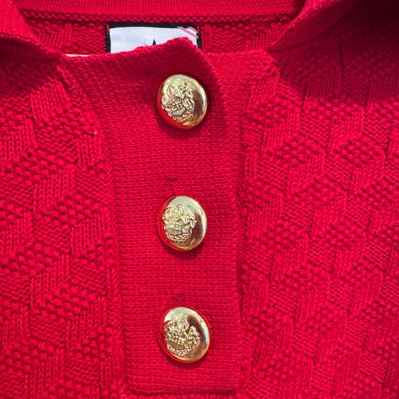 Tuckernuck Women’s Red‎ Quilted Polo Henley Sweater Size Medium - Picture 5 of 6